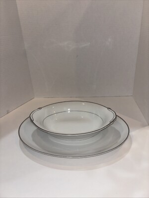 Harmony House Moderne China Serviceware Japan Platinum Trim Vintage MCM