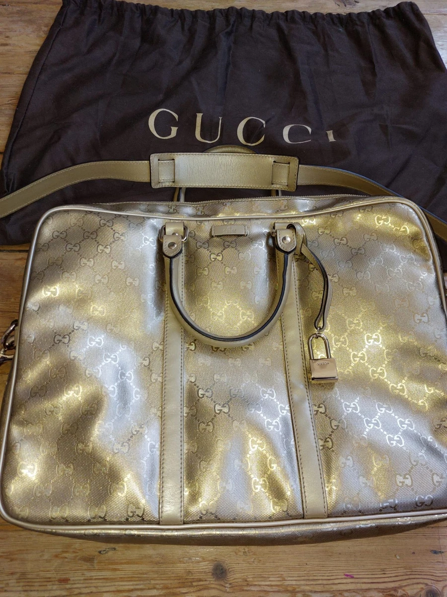 Gucci GG Logo Leder Business Laptoptasche mit abnehmbarem Riemen
