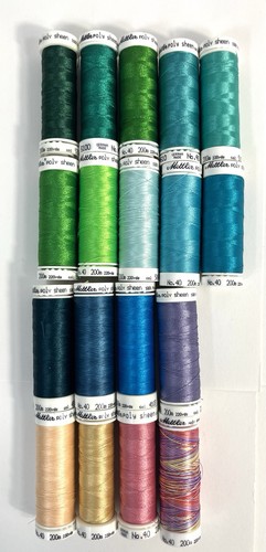 Mixed Lot of 18 Spools Mettler Polysheen Embroidery Thread Polyester Multicolor