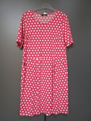 Vabene Kleid Pink Weiß Runder Ausschnitt Taschen Gerade Form Gr 44 H47-36