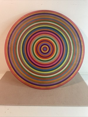 Vintage 2002 Joseph Joseph Colored Rings Round Glass Cutting Board 12  UK