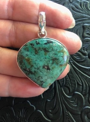 Artisan Southwest Aqua Turquoise Chocolate Web Artisan Pendant 1.5''