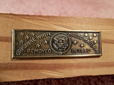 #ad WOOD RELIC FROM 1950 TRUMAN WHITE HOUSE RESTORATION WITH PLAQUE EXCELLENT amp; RARE $899.95