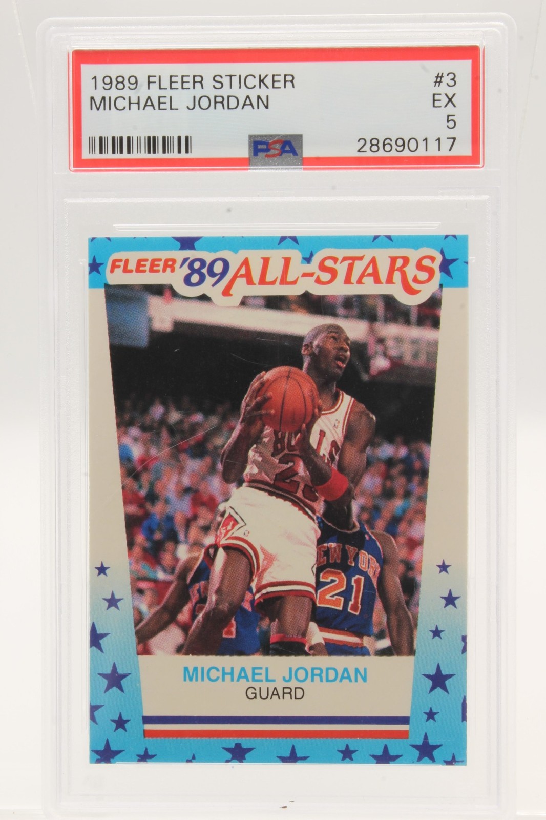 Fleer - Sticker 1989 Michael Jordan 3 PSA EX 5