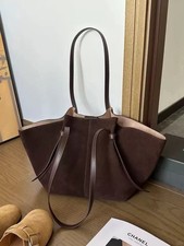 Genuine Leather Suede Tote Bag For Women - Large Shopper Purse, Coffee Color