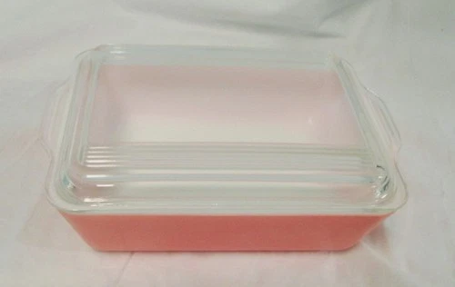 Vintage PYREX 503 Refrigerator Dish,  Flamingo Pink With Lid