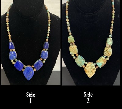Jay King 925 DTR Reversible Turquoise & Lapis Lazuli Statement Necklace