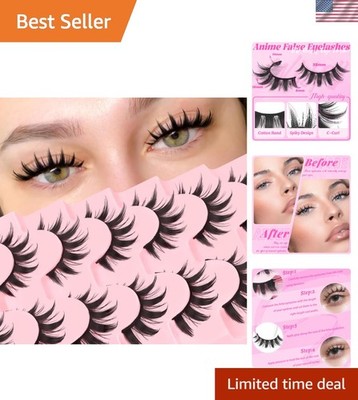High-Quality Handmade Manga Lashes - 7 Pairs, Perfect for Cosplay & Events