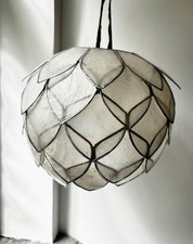 4 X Vintage Capiz Shell Ceiling Light Lampshades. 2x grey , 2x pearl colour