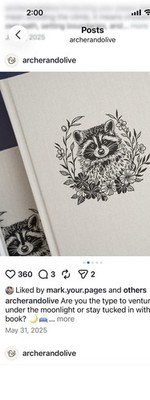 Archer & Olive Radiant Raccoon 8x8 Dot Grid Notebook. Brand New