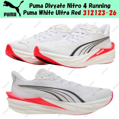 Puma Divyate Nitro 4 Running Puma White Ultra Red 312123-26 Men's Size