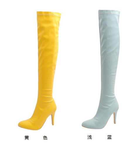 Women Thigh High Boots Side Zip Sexy Stiletto Heel Pointed Toe Party Shoes Club - Picture 15 of 26