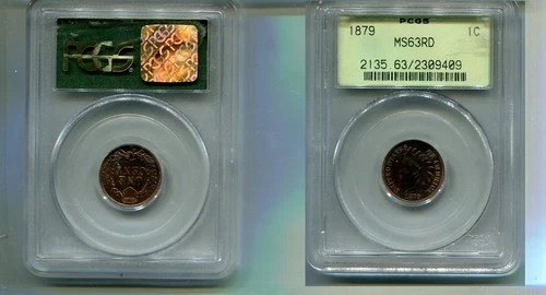 1879 INDIAN HEAD PENNY PCGS MS63 RED OLD HOLDER 7414T