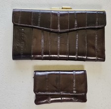 Vintage Brown EEL Skin Leather Wallet Coin Wallet