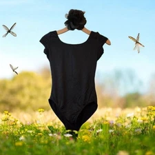 BLOCH Ladies Penny Cap Sleeve Classic Black Ballet Leotard Dancewear Size S