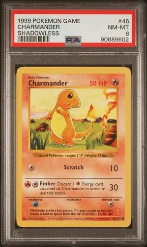 Charmander 046/102 Base Set (Shadowless) Regular PSA 8