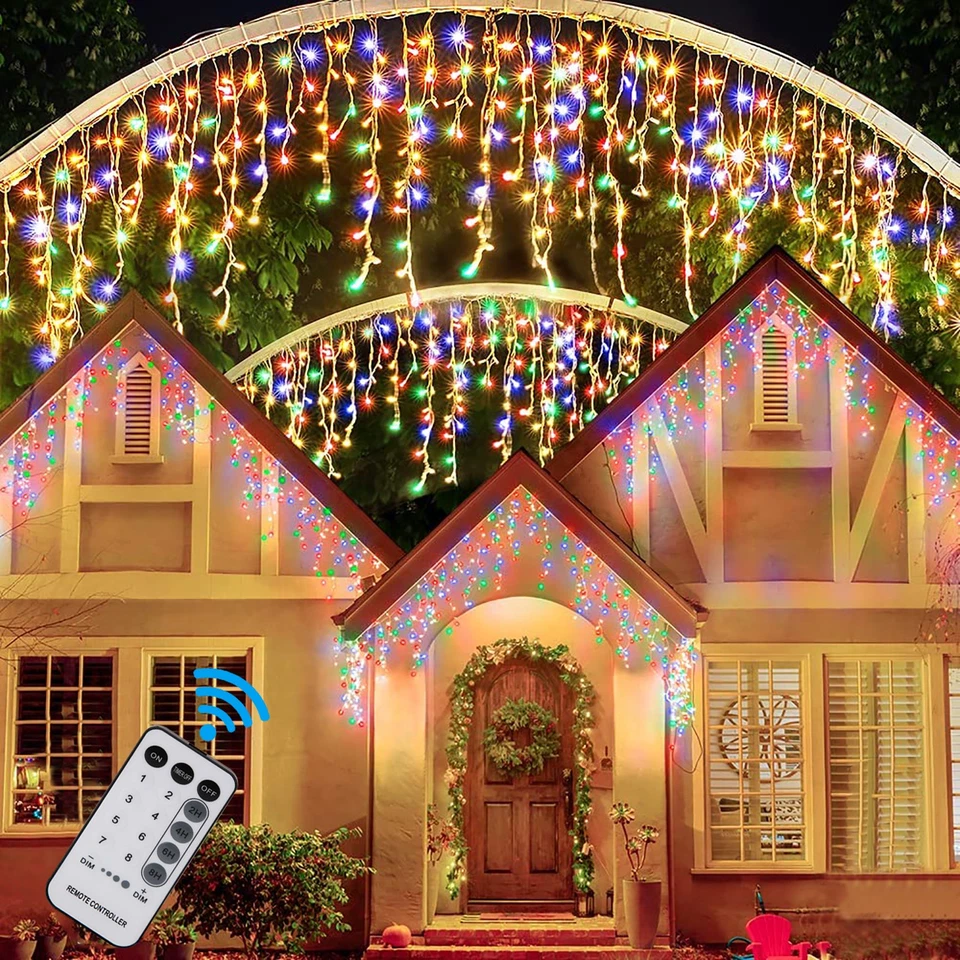 Christmas Fairy Lights LED Icicle Waterfall Connectable Outdoor Xmas Home Decor - Image 3 of 4