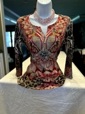 Y2k  Whimsical fairy STYLE & CO Butterfly Embellished Fairycore Top Ribbed PM