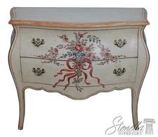 L69892: Venetian Paint Decorated 2 Drawer Bombe Commode Chest