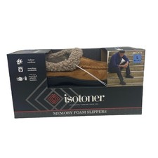 Isotoner Men s Soft Memory Foam Comfort Hoodback Slippers Cognac LG 9.5-10.5 New
