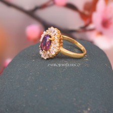 Natural Amethyst, 925 Sterling Silver, Engagement Ring, February Birthstone
