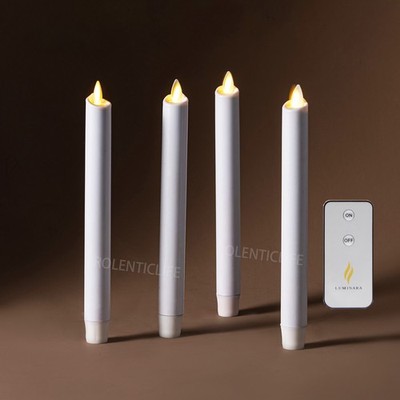 Set of 4 Flameless Battery Taper Candles with Timer Moving Wick White 9.5 