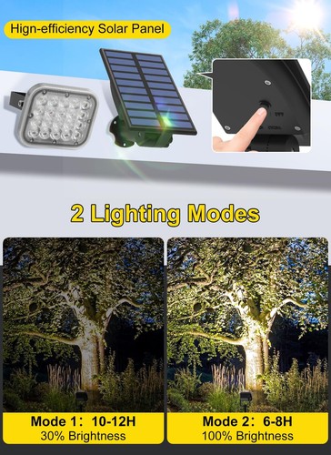 Solar Spot Lights Outdoor 2Pack Cool White Landscape Lighting P65 Waterproof ... - Picture 2 of 7