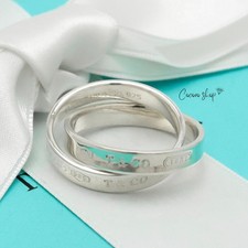 Authentic Tiffany & Co. 1837 Interlocking Circles Double Ring Size 5.75 w/Pouch