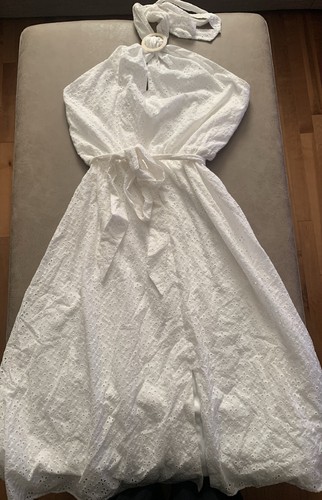 Anne Klein Women’s White Sleeveless Halter Neck Eyelet Dress NEW Size 16 - Picture 5 of 12