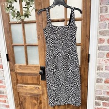 NWT Banana Republic Zebra Sheath Dress Black White Sleeveless Size 2 Mobwife