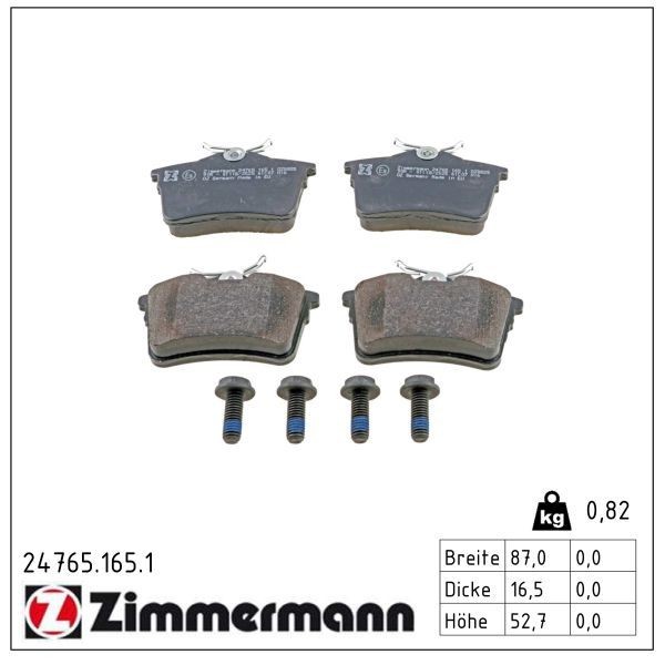 Zimmermann Bremsbelagsatz, Scheibenbremse 24765.165.1 FüR CitroËN Peugeot-image