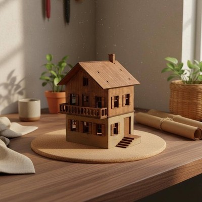 Südostasiatisches Gebäudemodell Miniatur 3D Bausatz Haus Sammlerstück