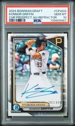 2024 BOWMAN DRAFT CHROME PROSPECT AUTO REFRACTOR KONNOR GRIFFIN 283/499 PSA 10