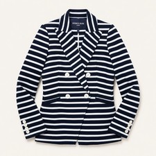 Veronica Beard Ortiz Striped Jacket Sz S Terry Knit Navy Nautical Coastal Preppy