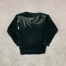 Vintage knitted jumper Abstract patterned chunky knit sweater Women's S 8-10 