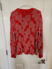 CARTERS ADULT-RED/WHITE-HEARTS-ROUND NECK-LONG SLEEVE-PAJAMAS-SIZE-XXL-NEW