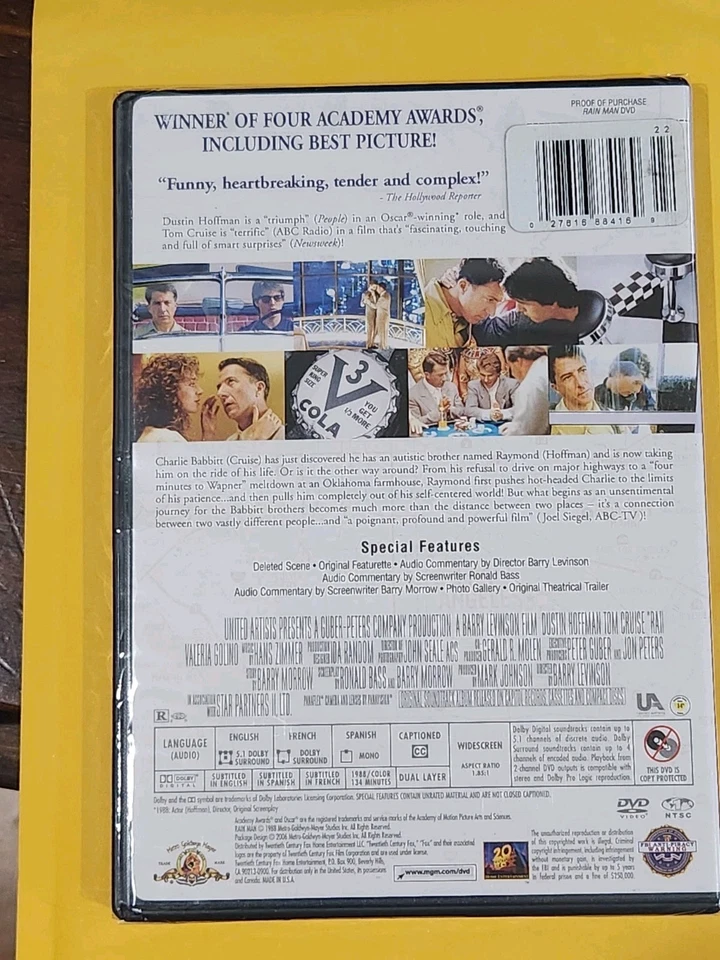 Rain Man Special Edition Premier Collection DVD New Sealed Slipcover Tom Cruise  - Image 4 of 4