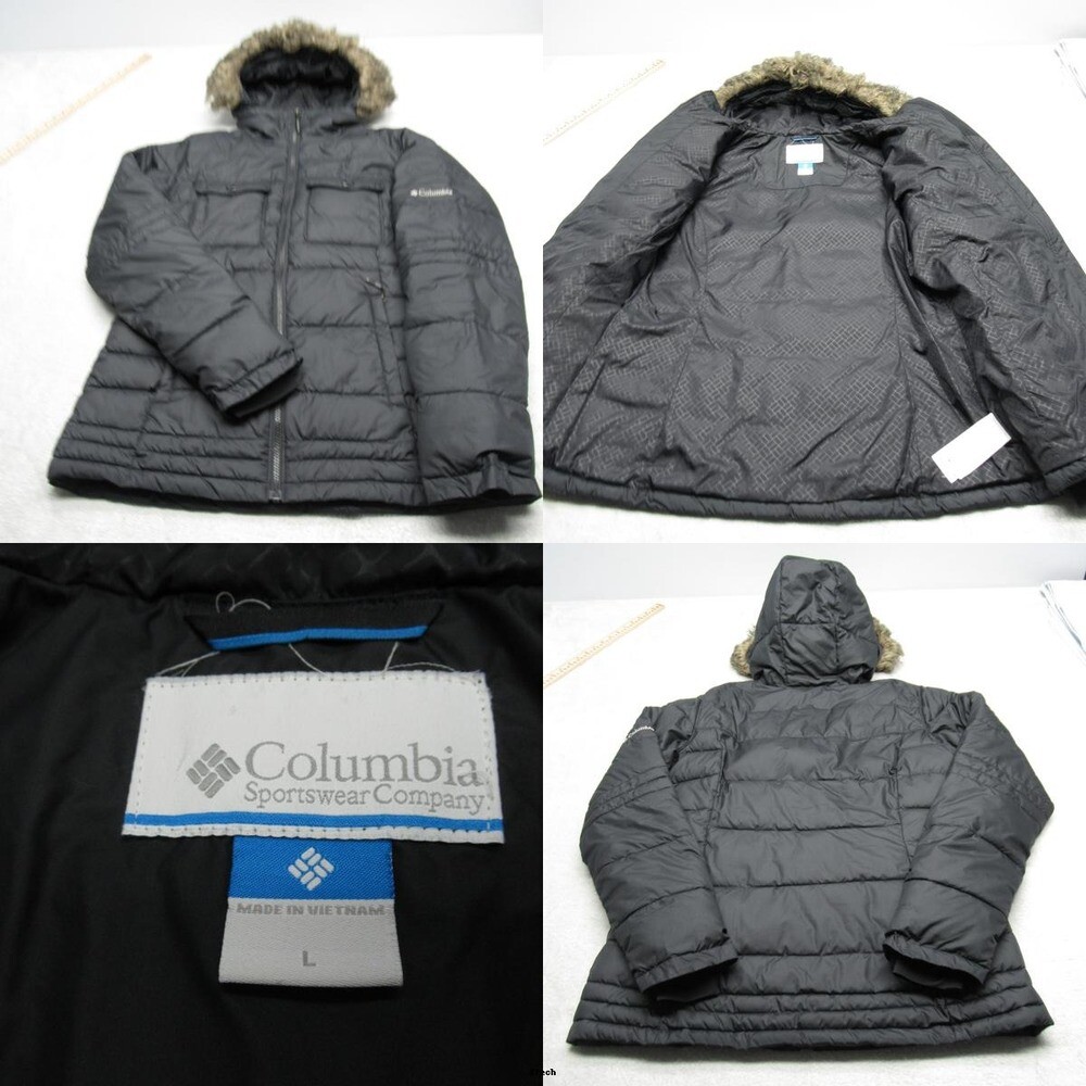 Columbia Women's Large Black Puffer Jacket with Removable Faux Fur Hood