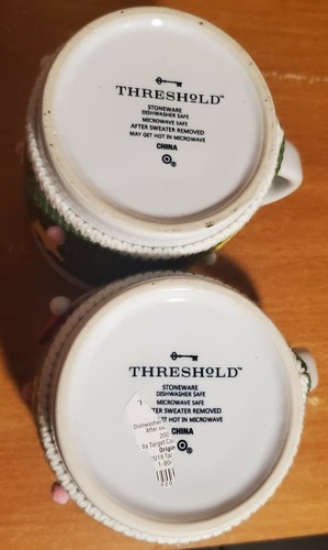 Threshold Green Holiday Sweater Mug set of 2, 4", Snowman, Stoneware, Very good - Picture 6 of 7