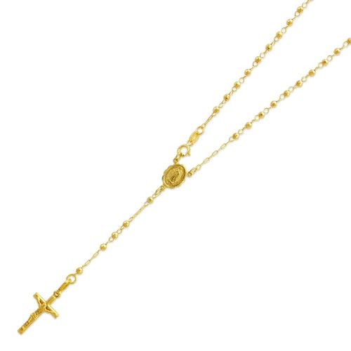 14K Solid Multi Tone Gold Virgin Mary Beads Rosary Necklace Rosario - Picture 9 of 24