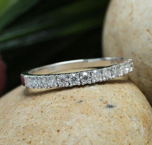 1 CT Round Cut Moissanite 14K White Gold Plated Eternity Wedding Band Ring