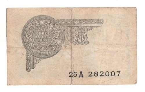 Extreme Rare 1940 J.W.Kelly One Rupee Note British india George V Note. G5-52 - Picture 3 of 5