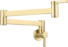 Pot Filler Faucet Wall Mount Brushed Gold Folding Stretchable Brass Kitchen Fauc