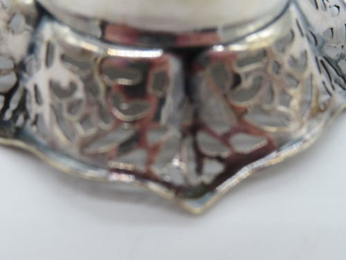 VTG Barbour Silver Co Hartford Conn Mini Vase Lattice Rim Engraved AJ 3" tall - Picture 8 of 12