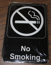 6-Pack NO SMOKING Sign Black 6" x 9" Self-Adhesive Mounting New Commercial Signs