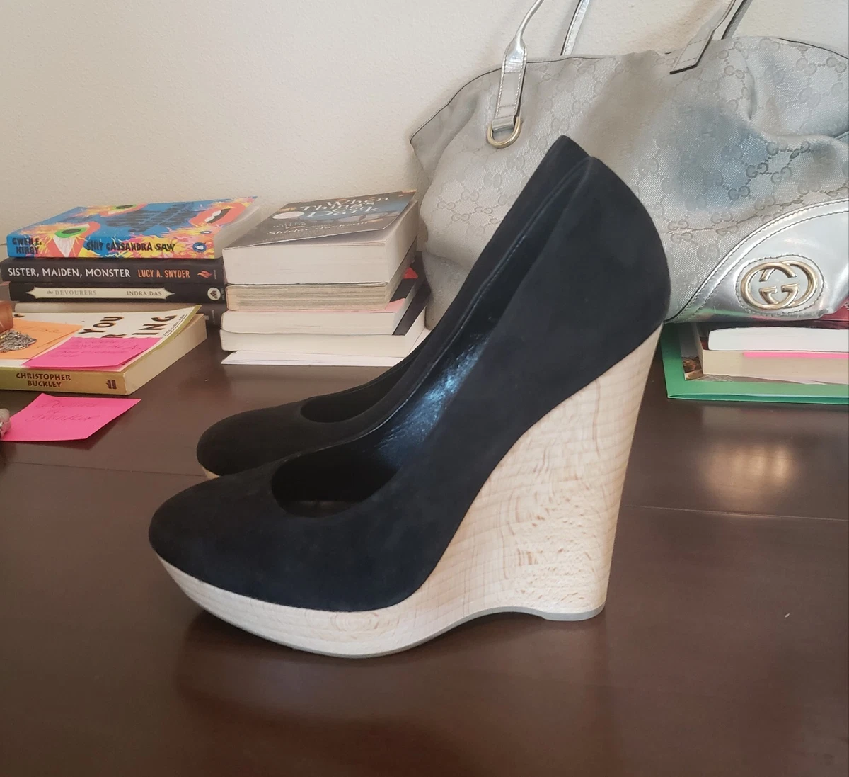 Ysl black shop wedge
