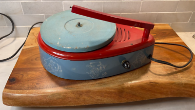 General Electric Toy Tear Drop Record Player Red Blue Nursery