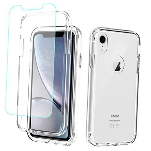 Case for iPhone XR Case with Tempered Glass Screen Protector, Clear 360 Full