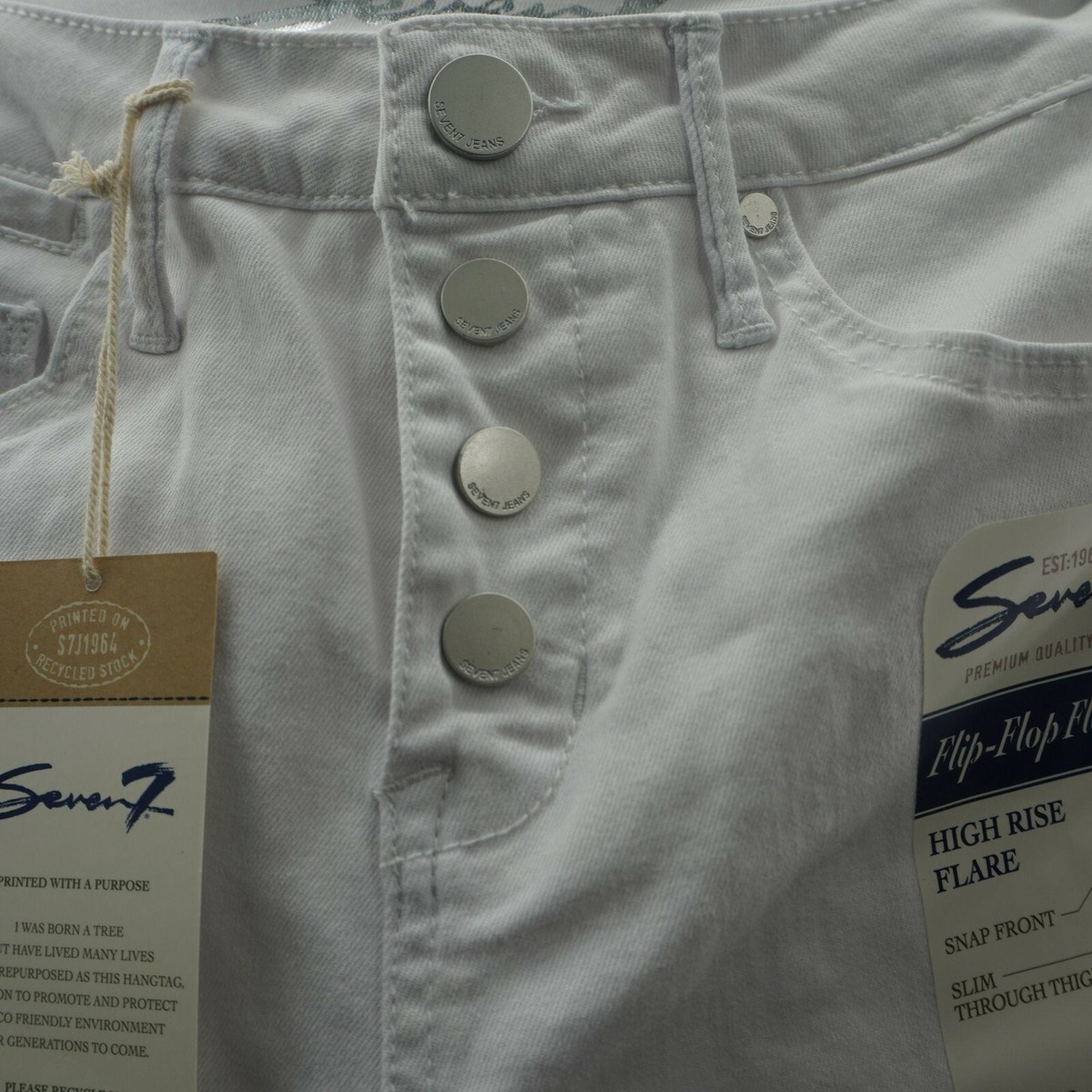 Prochainement Ouverture　白いパン Seven 7 Est 1964 White Flip Flop Flare Fit High Raise Fray