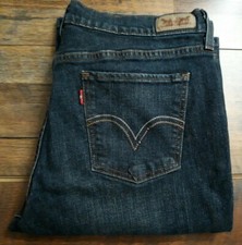 LEVI'S 515 SZ 32W 30L WOMENS BOOTCUT STRETCH DARK WASH BLUE DENIM JEANS EUC
